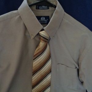 Stafford size l 34/35 cotton blend dress shirt/tie
